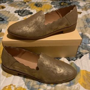 Gold Scalloped Loafers